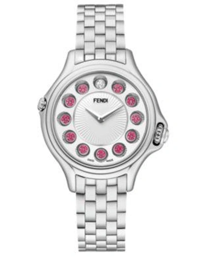 Shop Fendi Crazy Carats Diamond, Multicolor Topaz & Stainless Steel Small Bracelet Watch/white In Na