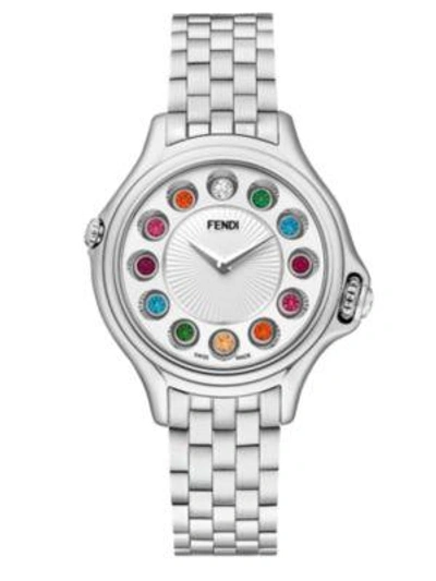 Shop Fendi Crazy Carats Diamond, Multicolor Topaz & Stainless Steel Small Bracelet Watch/white In Na