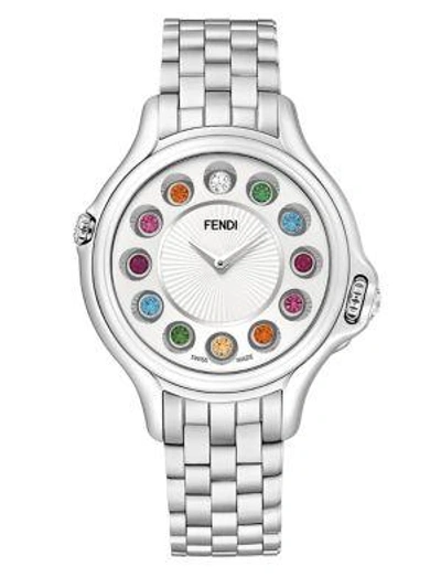 Shop Fendi Crazy Carats Diamond, Multicolor Topaz & Stainless Steel Medium Bracelet Watch/white In Na