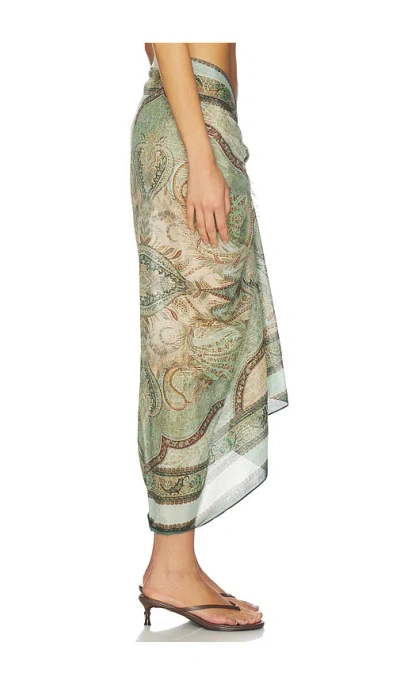 Zimmermann Sarong Printed Cotton Pareo In Green