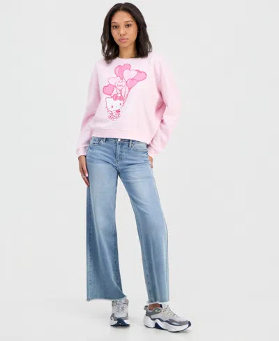 Grayson Threads, The Label Juniors' Hello Kitty Balloon Valentine's Day Fleece Sweatshirt In Pink
