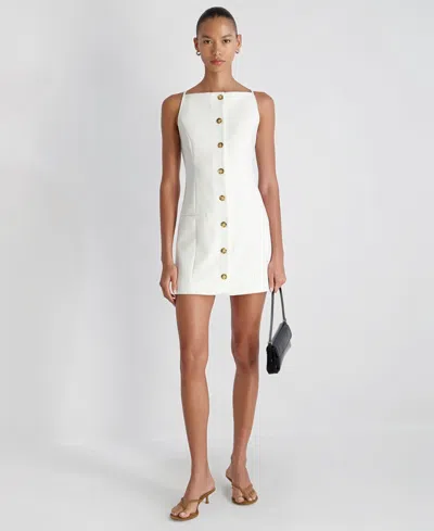French Connection Azra Square Neck Twill Minidress In White