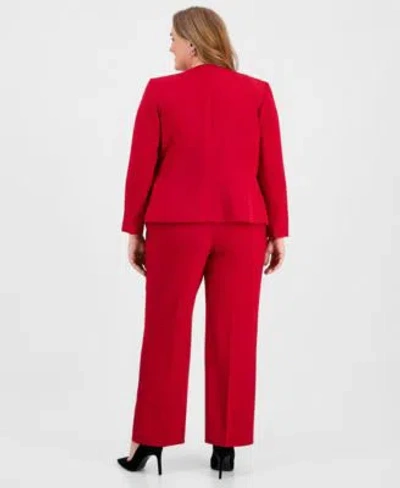 Kasper Plus Size Stretch Crepe Blazer Pants In Red