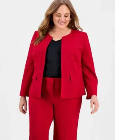 Kasper Plus Size Stretch Crepe Blazer Pants In Red
