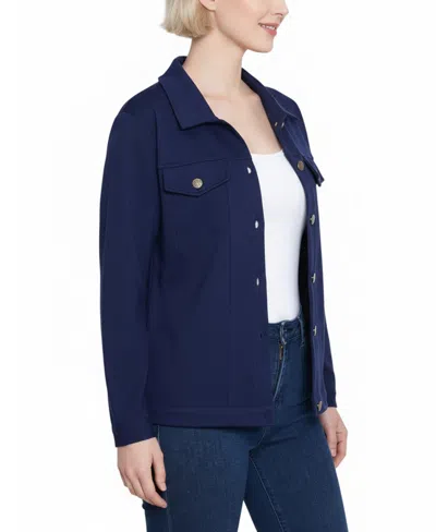 Ny Collection Plus Size Long Sleeve Ponte Jacket In Blue