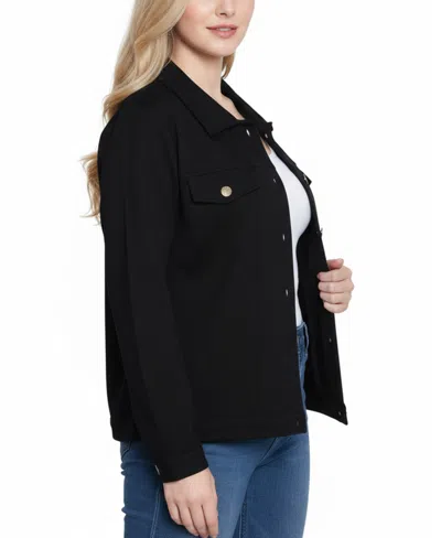 Ny Collection Plus Size Long Sleeve Ponte Jacket In Black