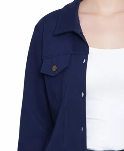 Ny Collection Plus Size Long Sleeve Ponte Jacket In Blue