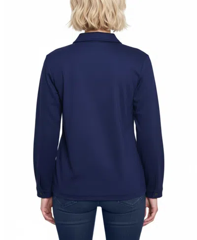 Ny Collection Plus Size Long Sleeve Ponte Jacket In Blue