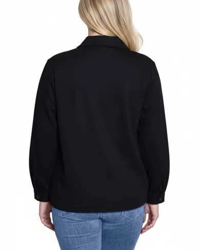 Ny Collection Plus Size Long Sleeve Ponte Jacket In Black