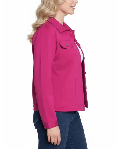 Ny Collection Plus Size Long Sleeve Ponte Jacket In Pink