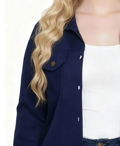 Ny Collection Plus Size Long Sleeve Ponte Jacket In Blue