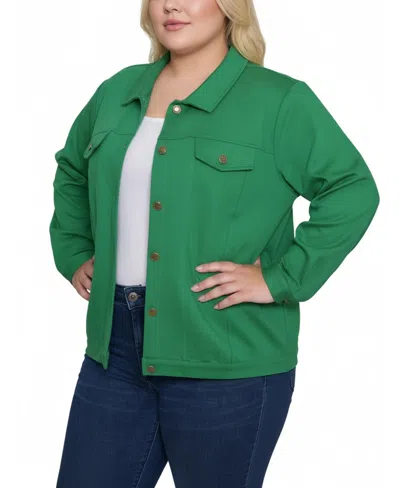 Ny Collection Plus Size Long Sleeve Ponte Jacket In Green