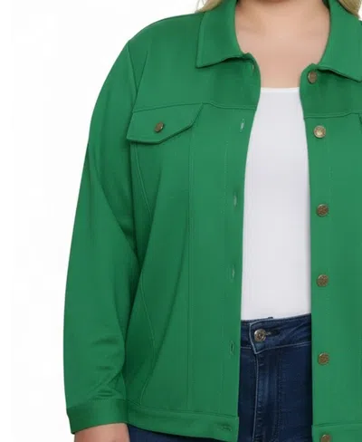 Ny Collection Plus Size Long Sleeve Ponte Jacket In Green