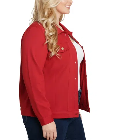 Ny Collection Plus Size Long Sleeve Ponte Jacket In Red