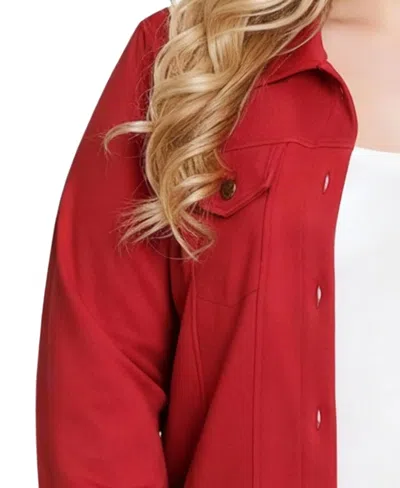 Ny Collection Plus Size Long Sleeve Ponte Jacket In Red