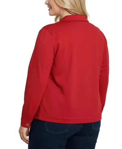 Ny Collection Plus Size Long Sleeve Ponte Jacket In Red