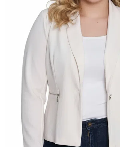 Ny Collection Plus Size Long Sleeve Crepe Blazer In White
