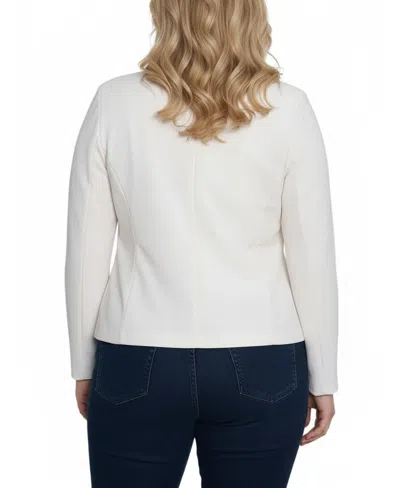 Ny Collection Plus Size Long Sleeve Crepe Blazer In White