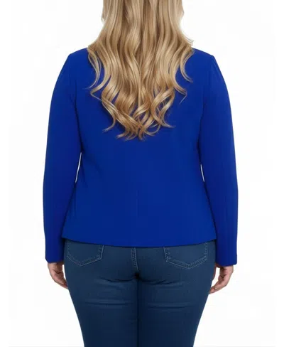 Ny Collection Plus Size Long Sleeve Crepe Blazer In Blue