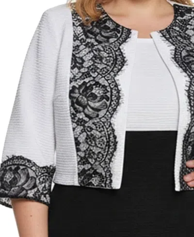 Ny Collection Plus Size Long Sleeve Ponte Cropped Jacket In Multi
