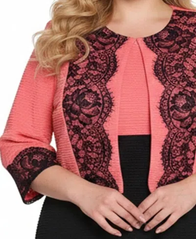 Ny Collection Plus Size Long Sleeve Ponte Cropped Jacket In Multi
