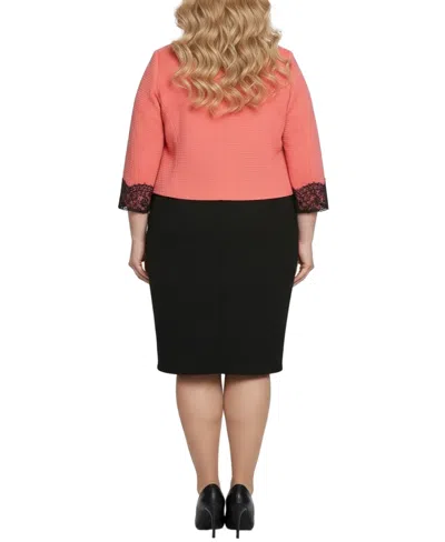 Ny Collection Plus Size Long Sleeve Ponte Cropped Jacket In Multi