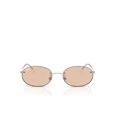 Ray Ban Oval-frame Rimless Sunglasses In Pink