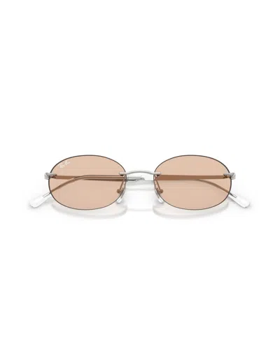 Ray Ban Oval-frame Rimless Sunglasses In Pink