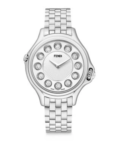 Shop Fendi Crazy Carats Diamond, White Topaz, Black Spinel & Stainless Steel Medium Bracelet Watch In Na