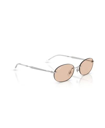 Ray Ban Oval-frame Rimless Sunglasses In Pink