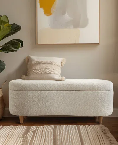 Ink+ivy Bailey 48"w Boucle Flip Top Storage Bench In White