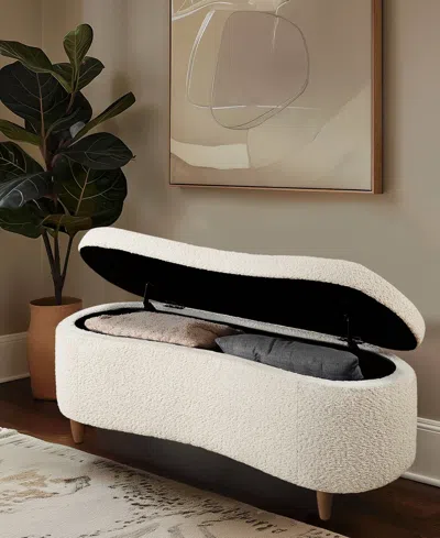 Ink+ivy Bailey 48"w Boucle Flip Top Storage Bench In White