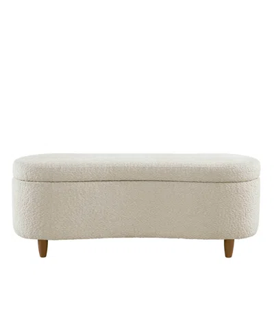 Ink+ivy Bailey 48"w Boucle Flip Top Storage Bench In White