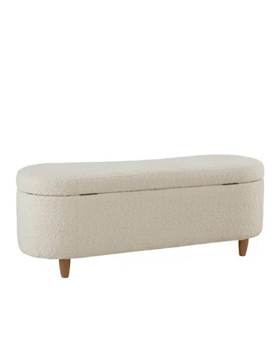 Ink+ivy Bailey 48"w Boucle Flip Top Storage Bench In White