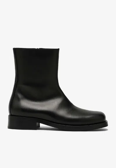 Our Legacy Smooth Leather Ankle Boots In Black