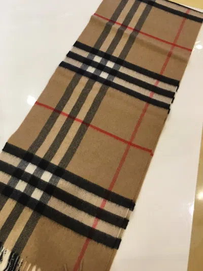 Burberry Fringed Check-pattern Scarf In Brown