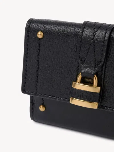 Chloé Paddington Embellished Textured-leather Cardholder In Black