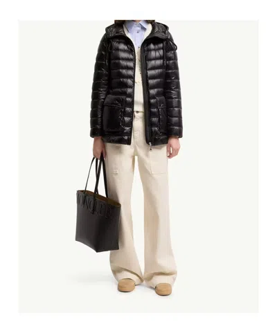 Moncler Down Hooded Jasmin Puffer Jacket In Black