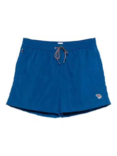 Paul Smith Zebra Drawstring Beachwear In Blue
