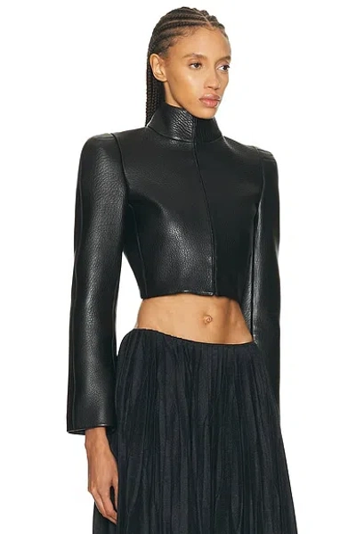 Alaïa High-neck Leather Jacket In Black