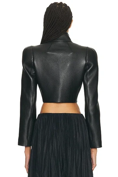 Alaïa High-neck Leather Jacket In Black