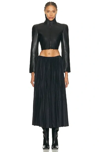 Alaïa High-neck Leather Jacket In Black