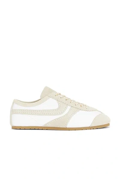 Dries Van Noten Leather Sneakers Low Profile Suede Panels Rubber Sole In White