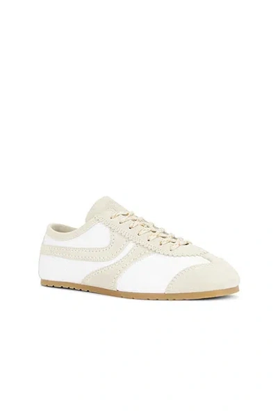 Dries Van Noten Leather Sneakers Low Profile Suede Panels Rubber Sole In White