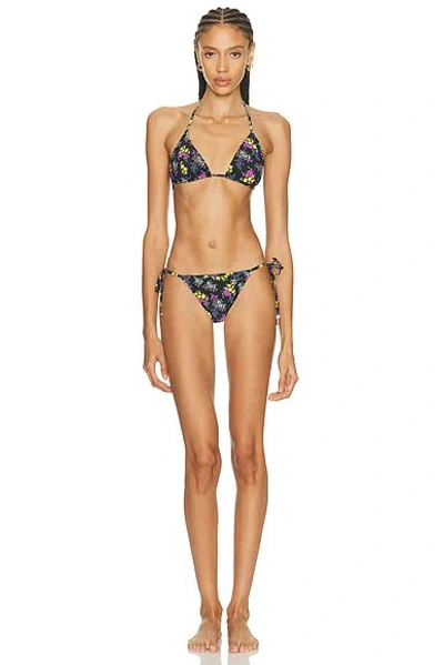 Dolce & Gabbana Adjustable Triangle Bikini Set With Thong Bottoms In Multi