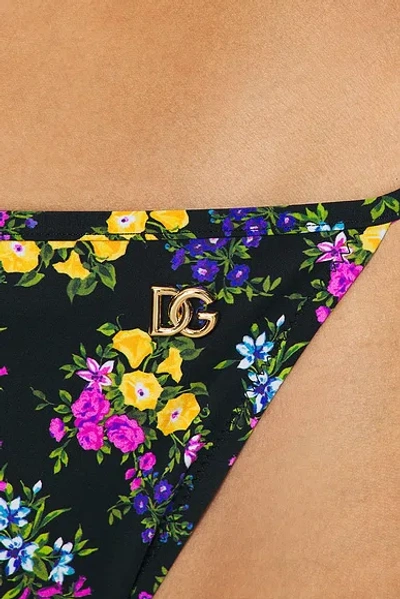 Dolce & Gabbana Adjustable Triangle Bikini Set With Thong Bottoms In Multi