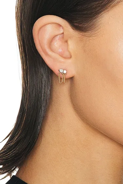 Jade Trau Posey Two Tone Chain Loop Earrings