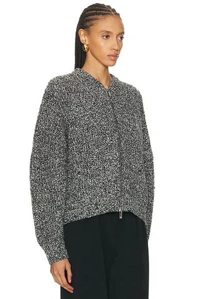 Helmut Lang Marled Wool Blend Zip-up Cardigan In Gray