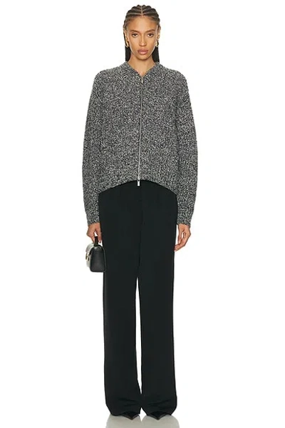 Helmut Lang Marled Wool Blend Zip-up Cardigan In Gray