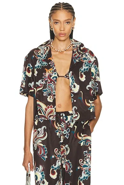 La Porte Ruby Short Sleeve Boxy Shirt In Brown